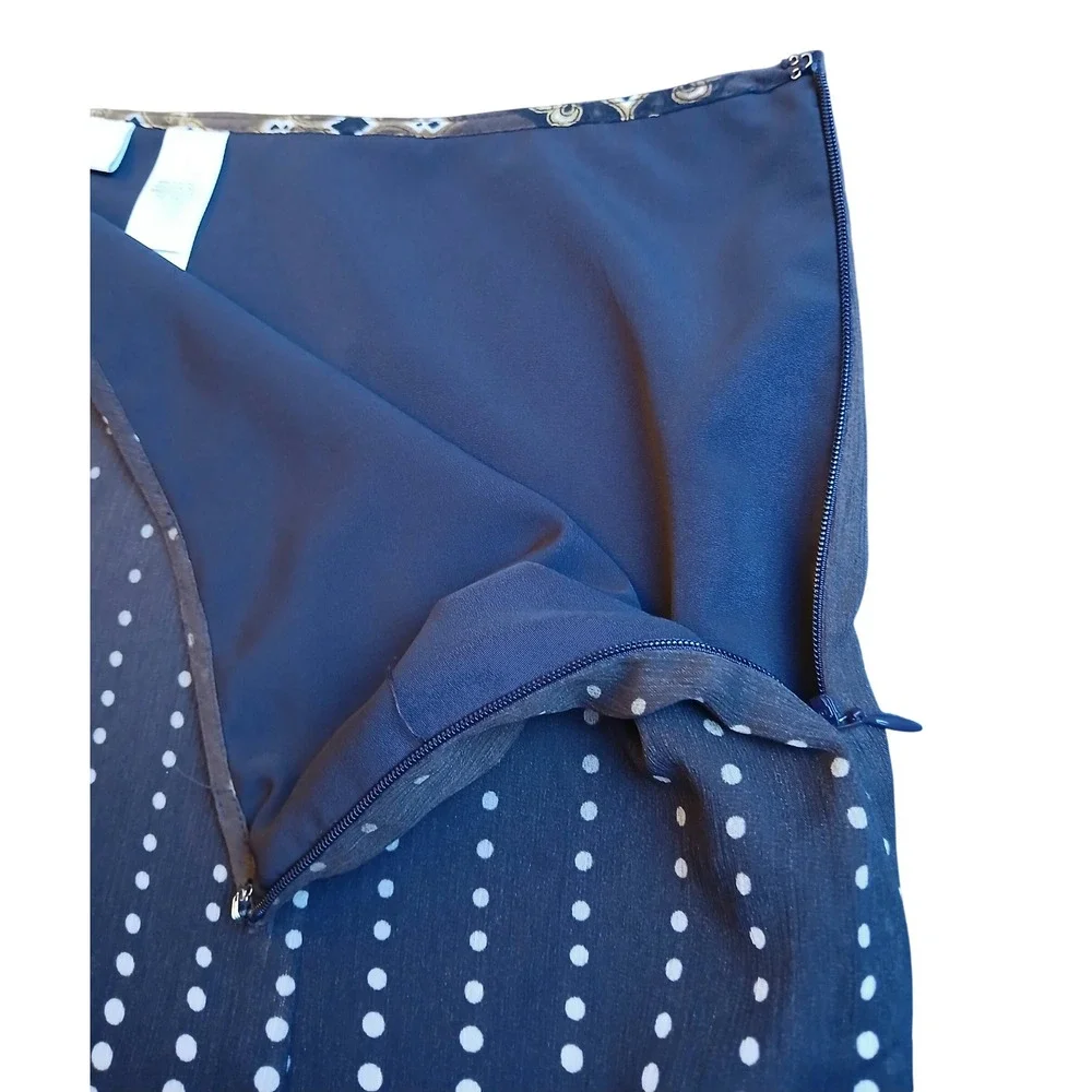 Liz & Co Womens Brown Polka Dot Medallion A-Line Midi Skirt Size 14‎ Career Wear